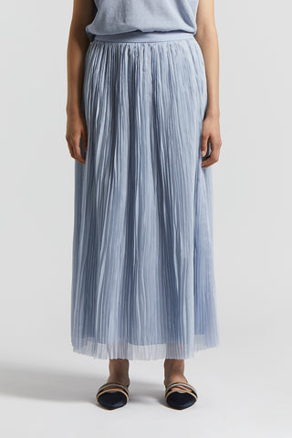 Crushed pleated chiffon midi skirt