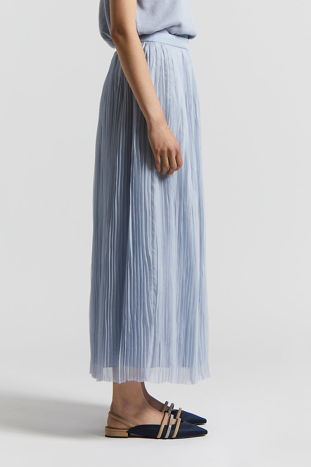 Crushed pleated chiffon midi skirt | Peserico US