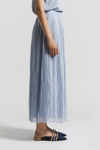 Crushed pleated chiffon midi skirt