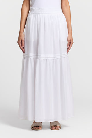 Long white cotton voile skirt