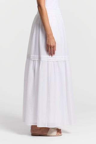 Long white cotton voile skirt