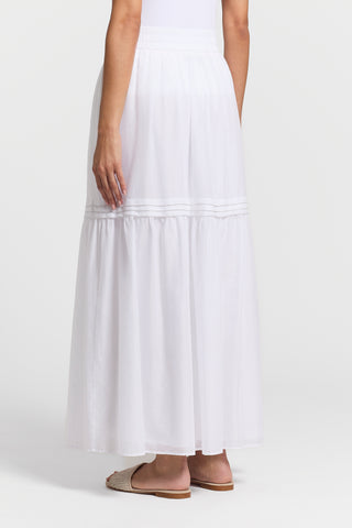 Long white cotton voile skirt