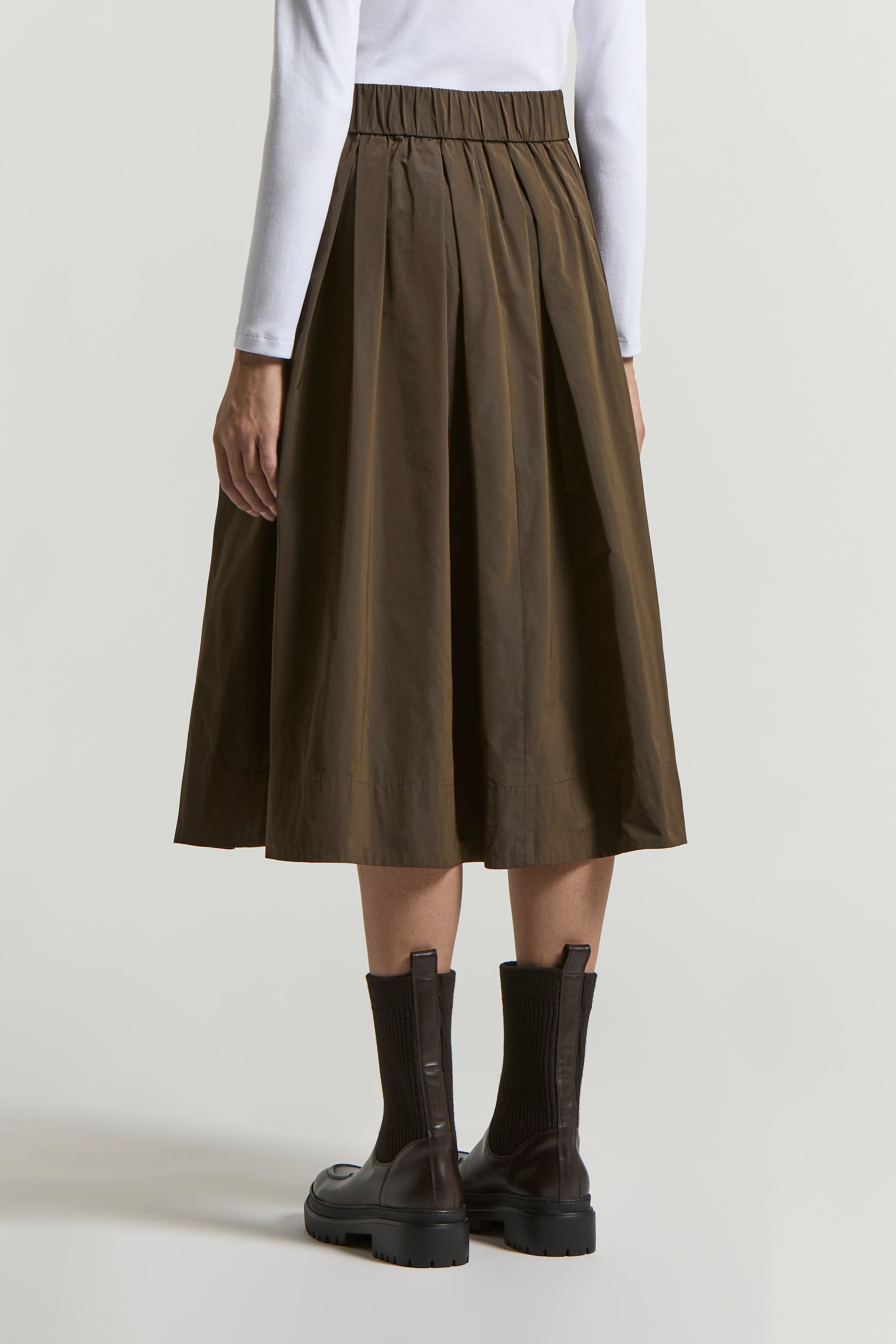 Long technical wool flannel skirt | Peserico US