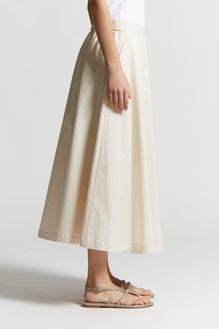 Lightweight stretch cotton satin skirt