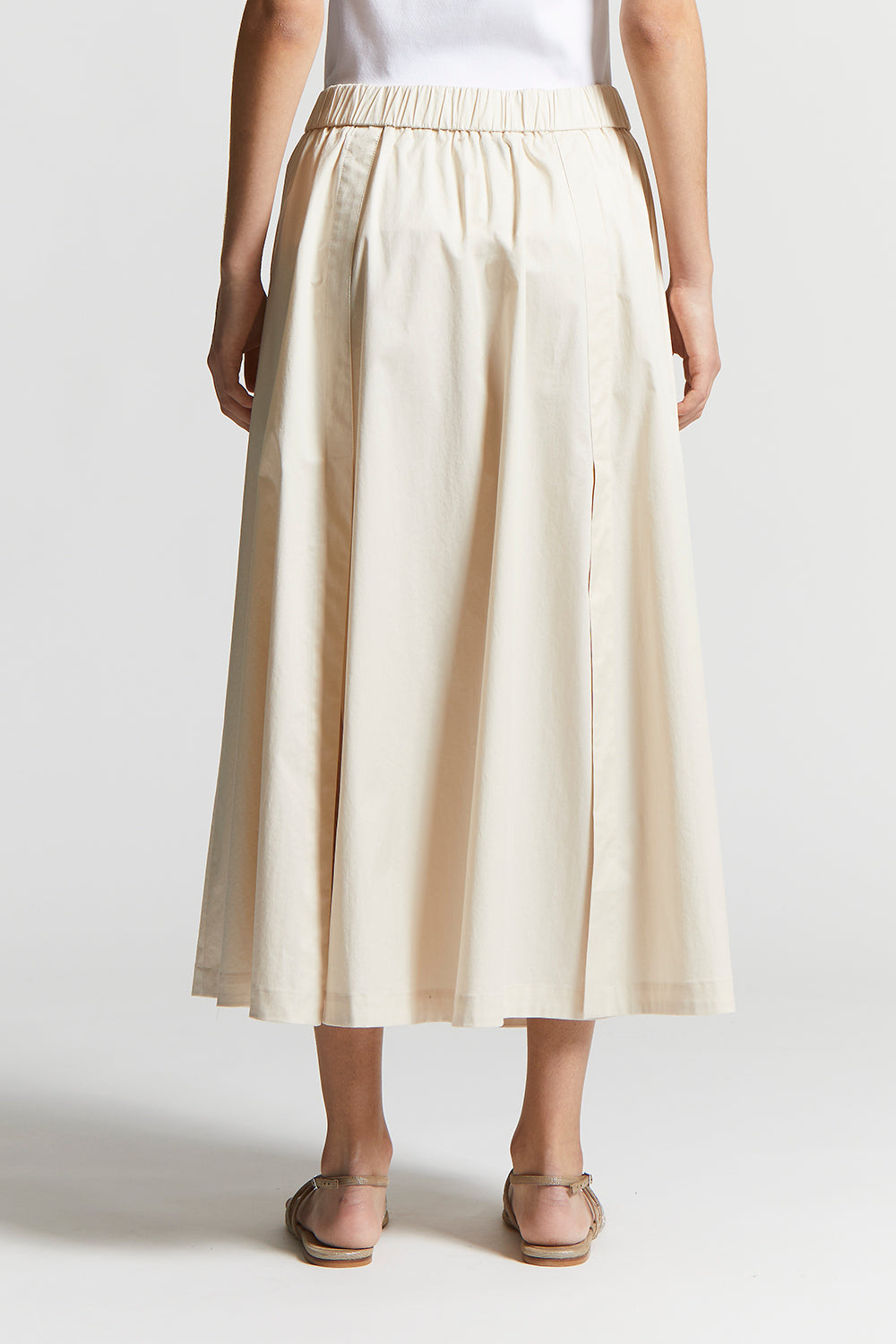 Lightweight stretch cotton satin skirt | Peserico US