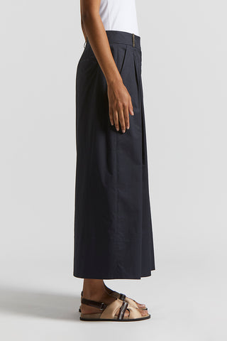 Lightweight stretch cotton satin long skirt