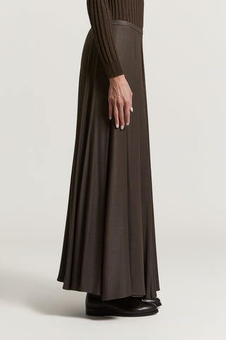 Long wool and viscose twill skirt
