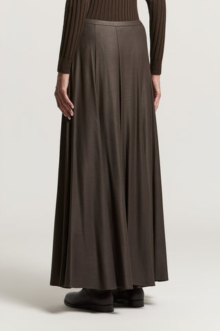 Long wool and viscose twill skirt