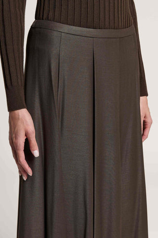 Long wool and viscose twill skirt