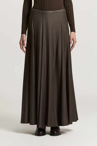 Long wool and viscose twill skirt