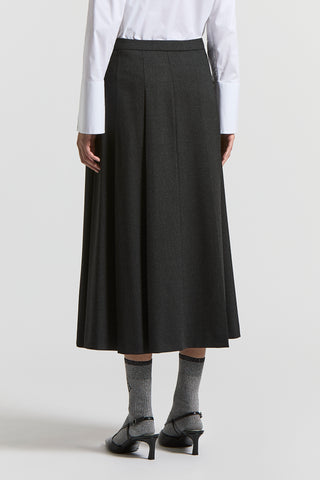 Long technical wool flannel skirt