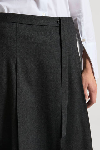 Long technical wool flannel skirt