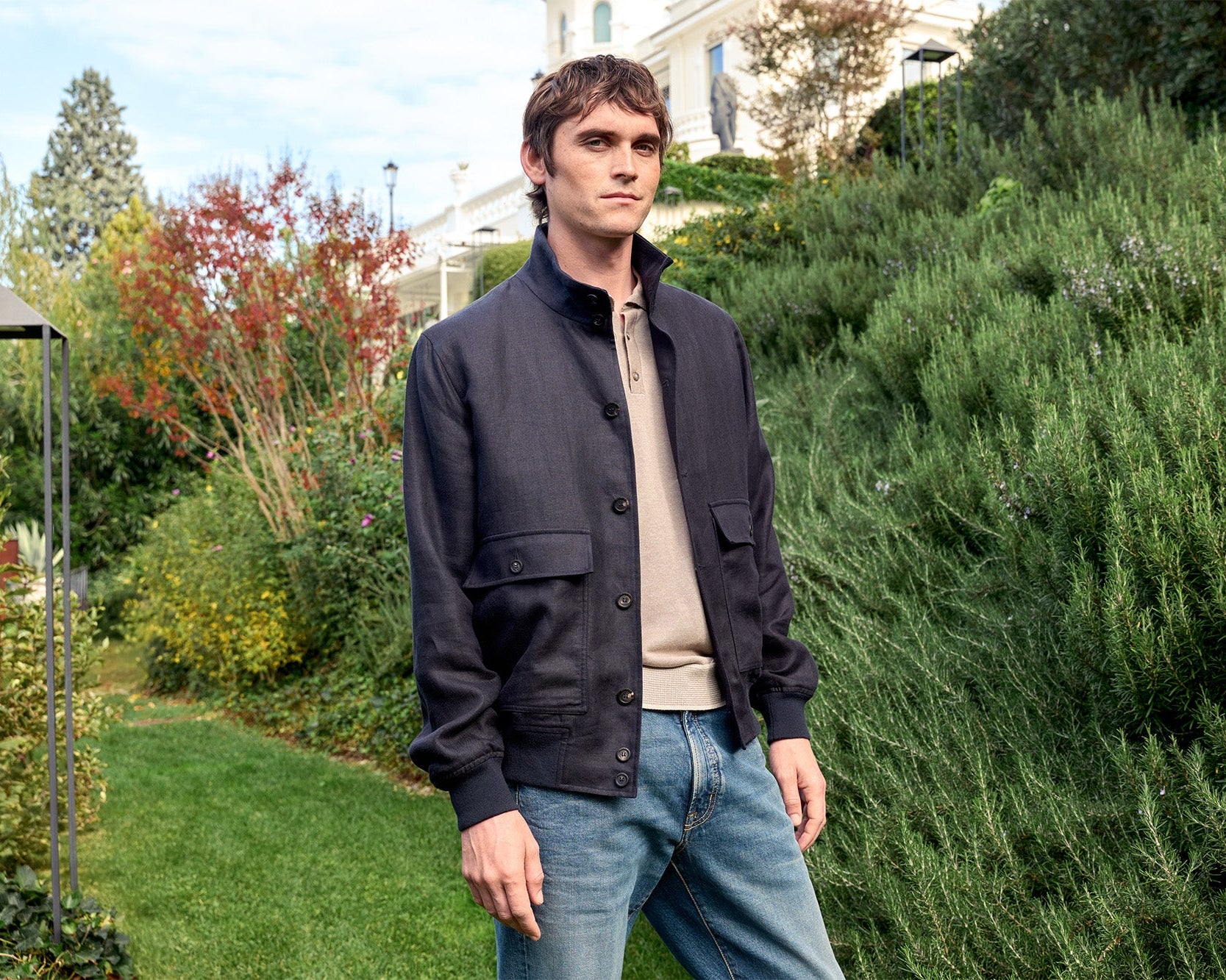 Cotton jersey bomber-style sweatshirt | Peserico US