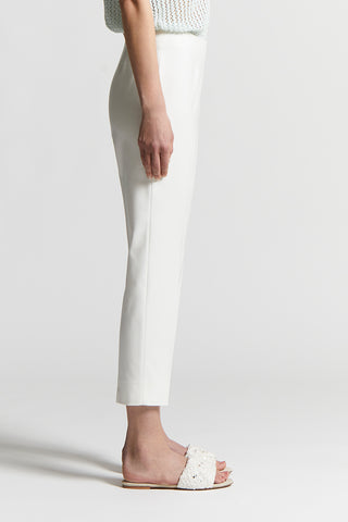 Cotton and viscose canvas cigarette trousers