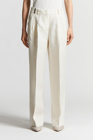 Plain linen gabardine trousers