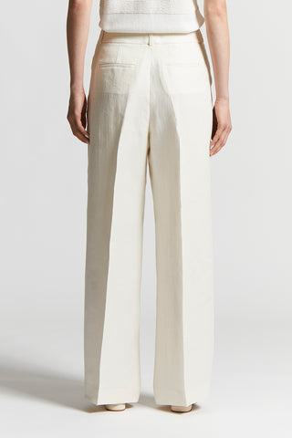 Plain linen gabardine trousers