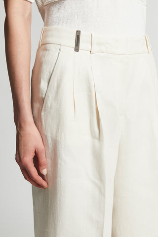 Plain linen gabardine trousers