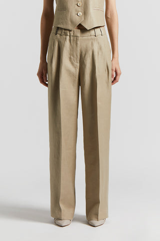 Plain linen gabardine trousers