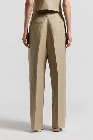 Plain linen gabardine trousers