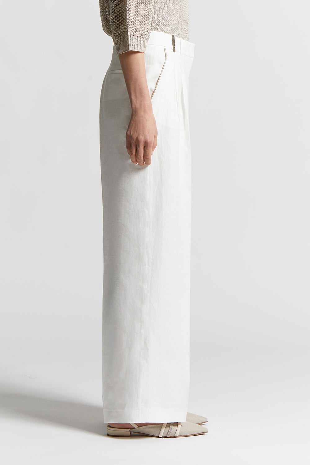 （25）loro pianaホワイト スラックス LORO PIANA Valerio linen wide-leg pants | NET-A-PORTER