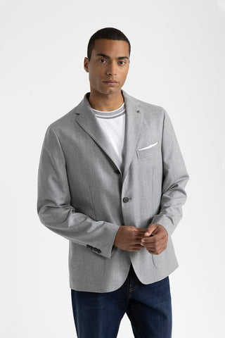 Pure new wool flannel single-breasted blazer