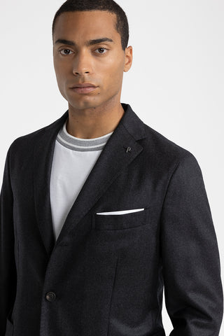 Pure new wool flannel single-breasted blazer