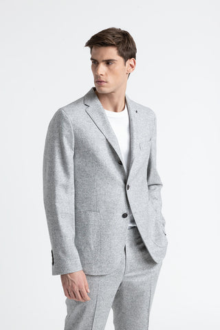 Wool, silk and cashmere tweed single-breasted blazer