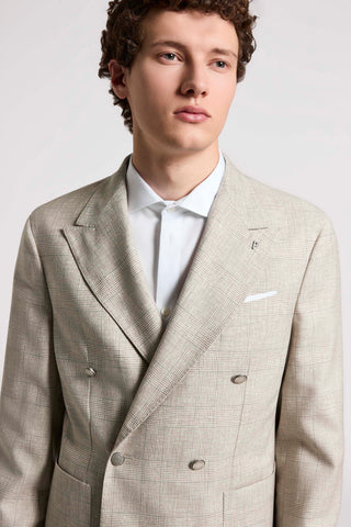 Double-breasted blazer in lightweight structured wool