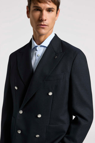 Double-breasted blazer in pure wool hopsack