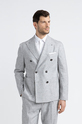 Wool, silk and cashmere double-breasted blazer