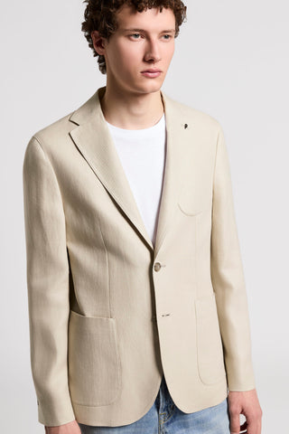 Single-breasted blazer in pure linen gabardine