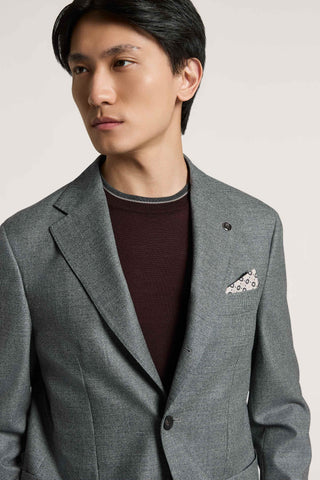 Single-breasted pure wool flannel jacket
