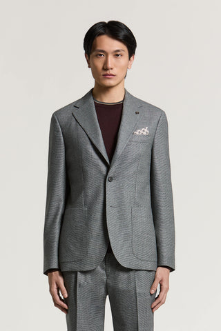 Single-breasted pure wool flannel jacket