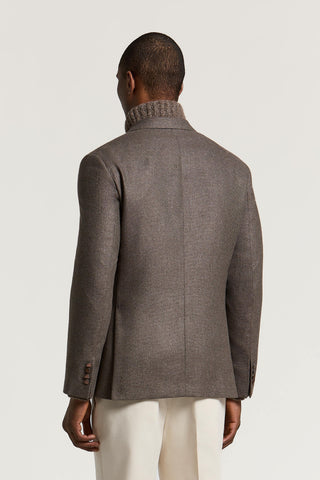 Double-breasted blazer in silk-wool blend