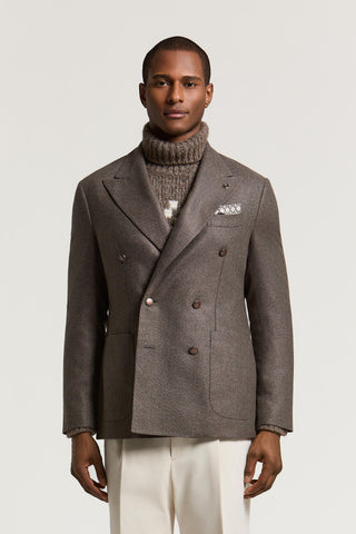 Double-breasted blazer in silk-wool blend