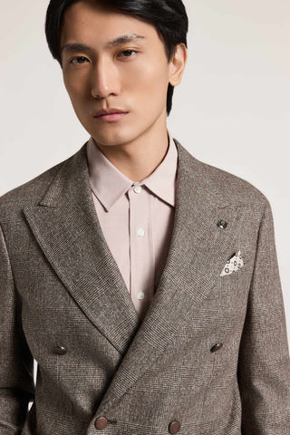 Double-breasted wool and cashmere flannel jacket