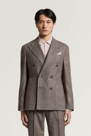 Double-breasted wool and cashmere flannel jacket