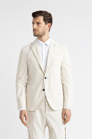 Stretch cotton corduroy single.breasted blazer