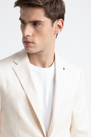 Cotton, tencel and wool single-breasted blazer