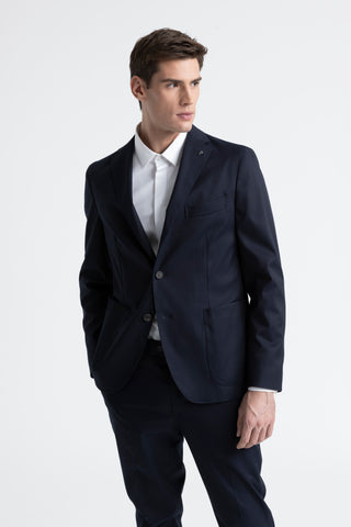 Cotton, tencel and wool single-breasted blazer