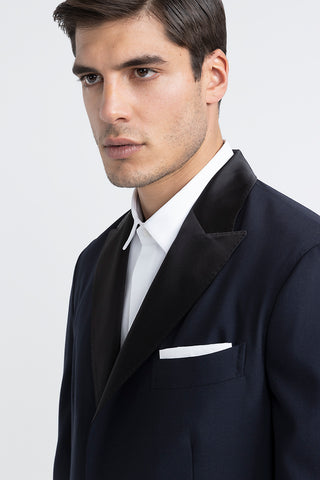 Stretch technical wool single-breasted evening tuxedo