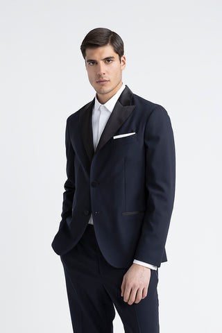 Stretch technical wool single-breasted evening tuxedo