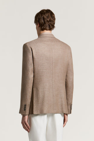 Double-breasted wool, silk and linen mouliné blazer