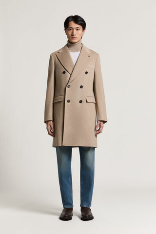 Double-breasted wool and cashmere cloth coat