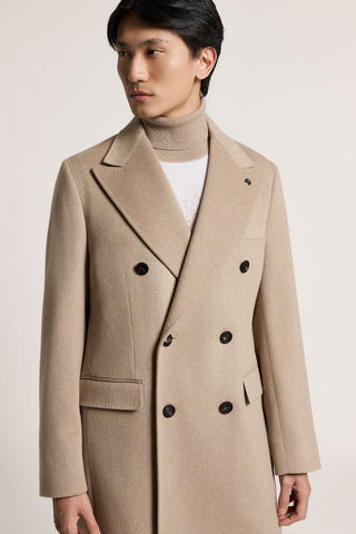 Double-breasted wool and cashmere cloth coat