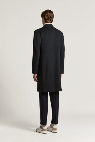 Single-breasted coat in wool and cashmere blend