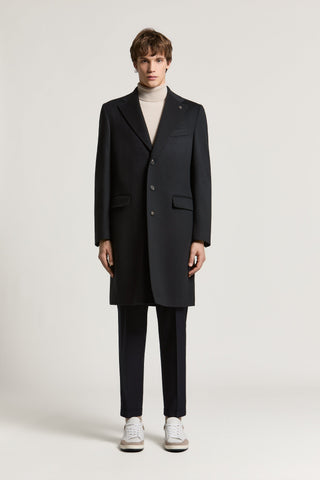 Single-breasted coat in wool and cashmere blend