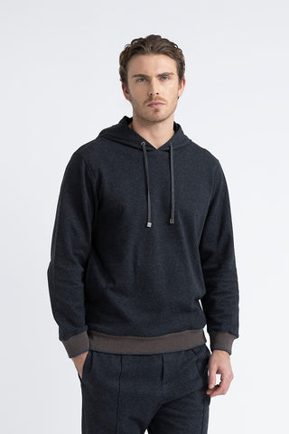 Cotton blend sweatshirt with tricot trim