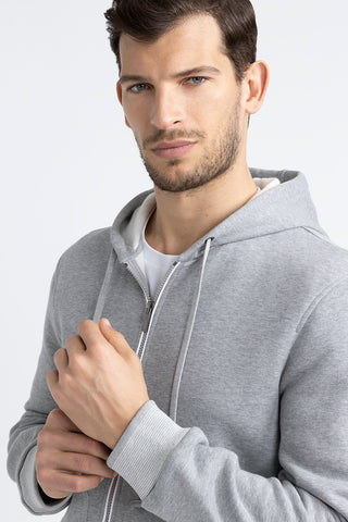 Brushed melange pure cotton sweatshirt