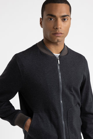 Cotton blend bomber sweatshirt